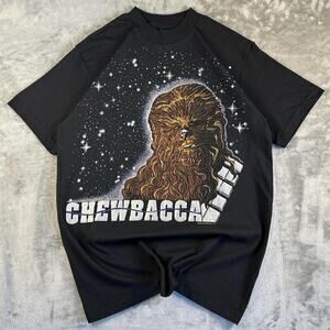 Rare Vintage Star Wars Chewbacca Big Face Print T Shirt Mens L Black NWT